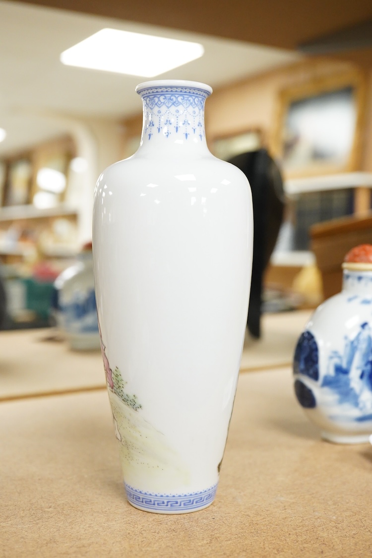 A Chinese famille rose figural vase, 17cm high